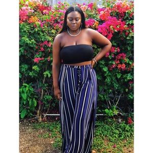 Anthropologie Slit Blue/Black/White Pants